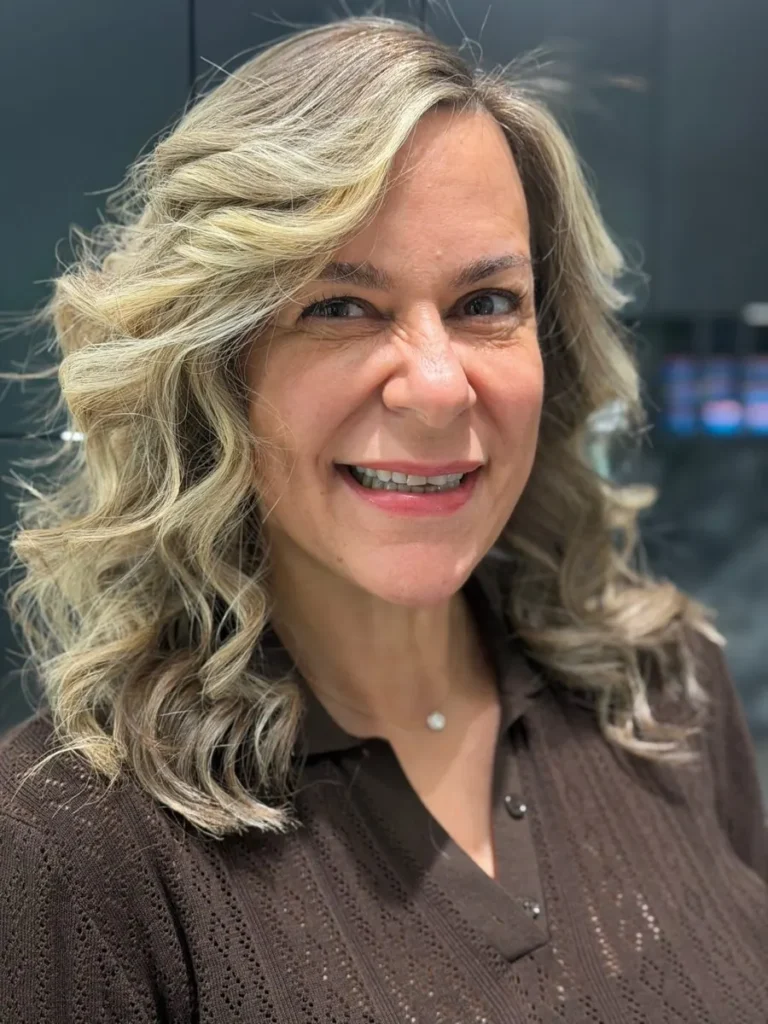 Blonde balayage result at MG Hair Studios in Coral Gables