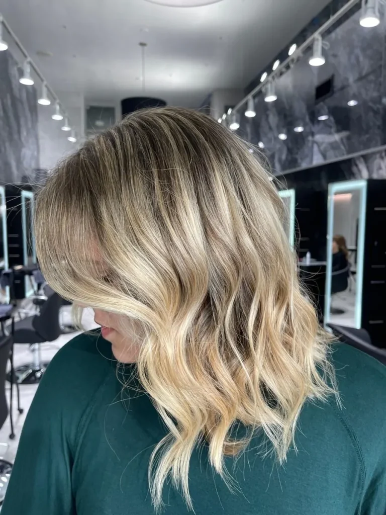 Blonde keratin treatment with smooth waves, MG Hair Studios